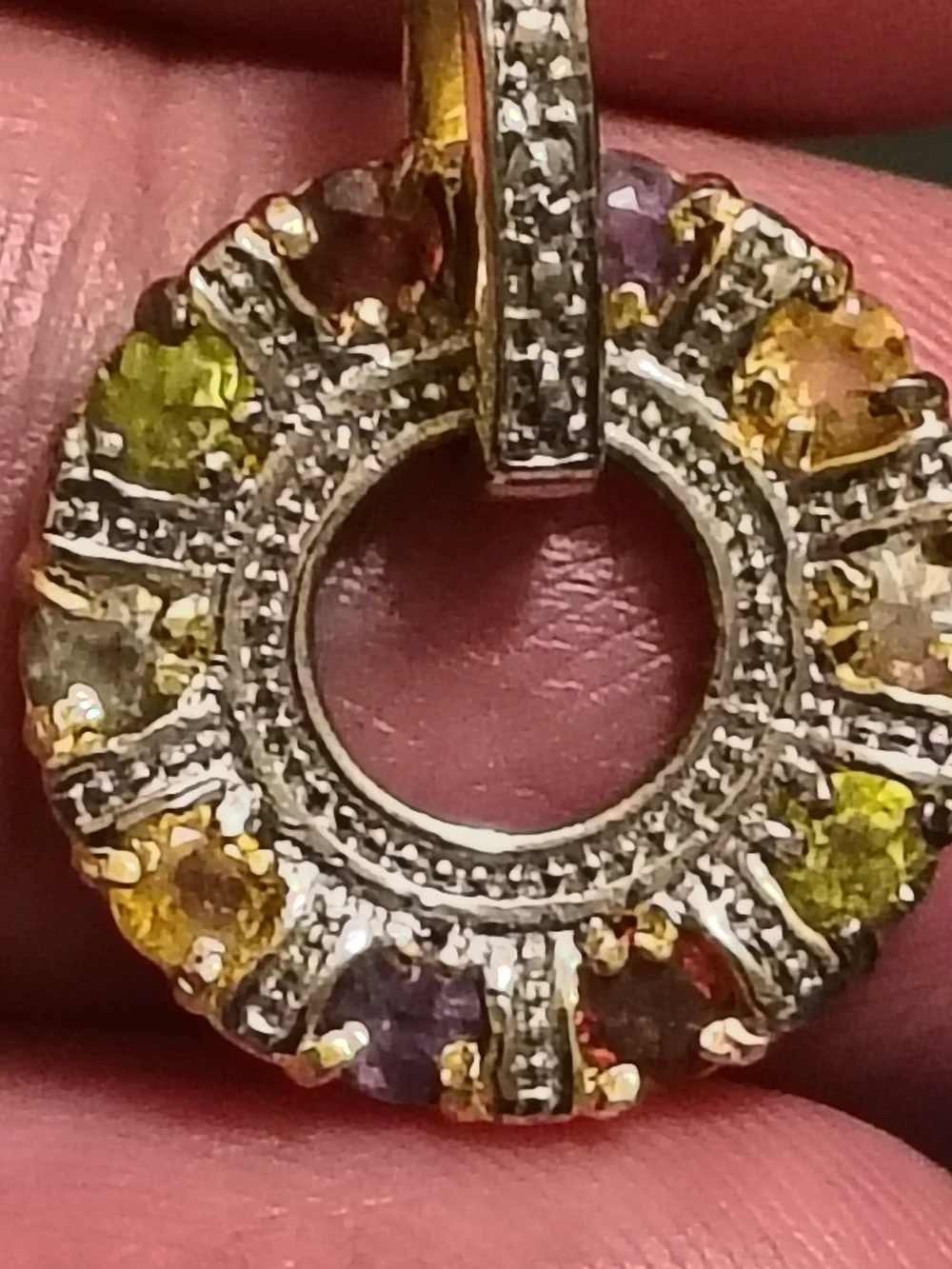 Beautiful DBJ Gold Over Sterling Multi-Gemstone Pendant Signed DBJ 925